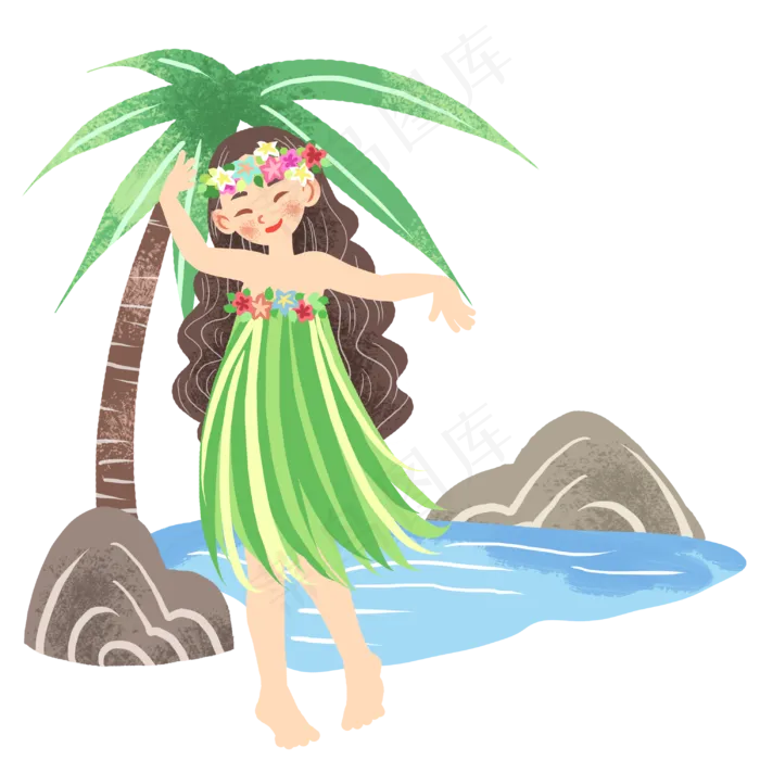 立夏海边游玩女孩