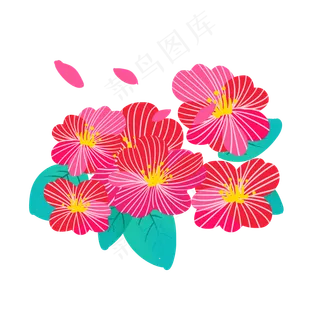 卡通可爱手绘红花花卉花束彩色设