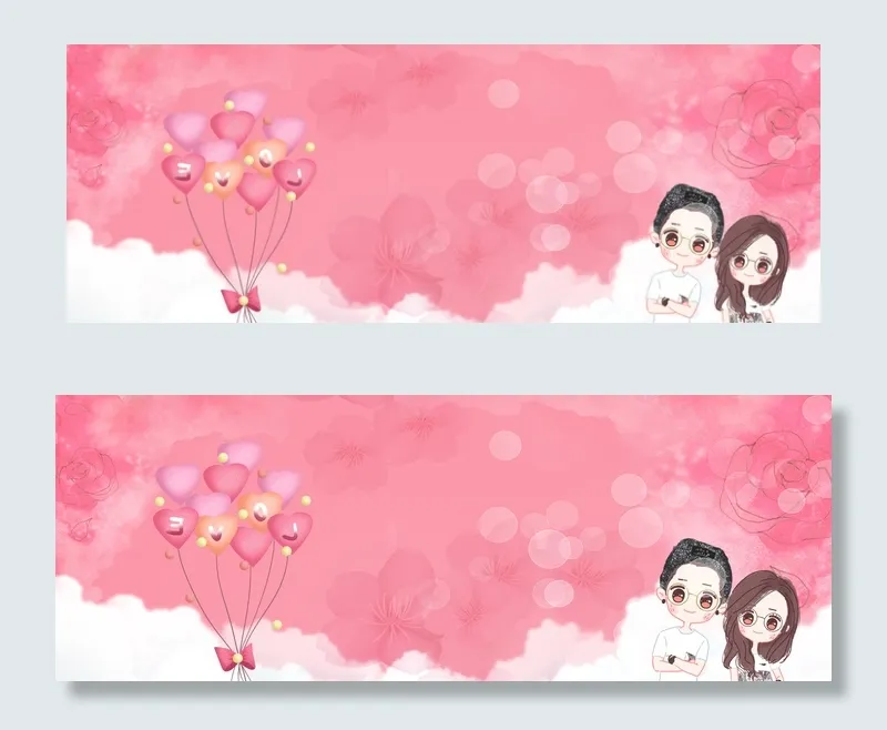 甜蜜情侣banner(1900*700px 	       )psd模版下载