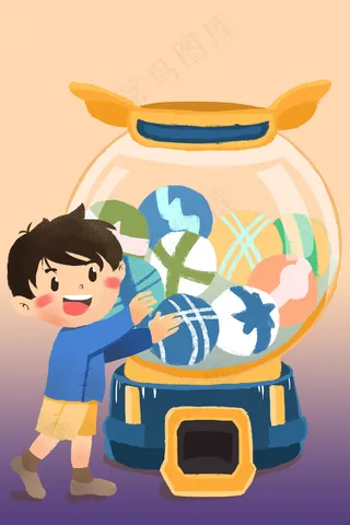 卡通手绘风活动促销扭蛋机配图