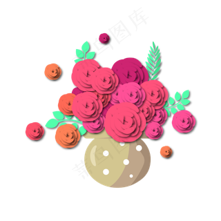 矢量手绘花瓶花朵