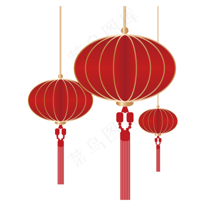 中式喜庆立体红灯笼,免抠元素