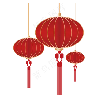 中式喜庆立体红灯笼,免抠元素