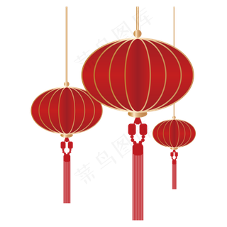 中式喜庆立体红灯笼,免抠元素