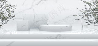 C4D清新化妆品展台