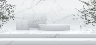 C4D清新化妆品展台