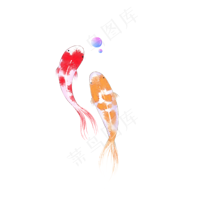水墨水彩中国风锦鲤系列psd分(2000X2000(DPI:300))psd模版下载