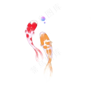 水墨水彩中国风锦鲤系列psd分