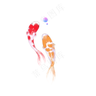 水墨水彩中国风锦鲤系列psd分