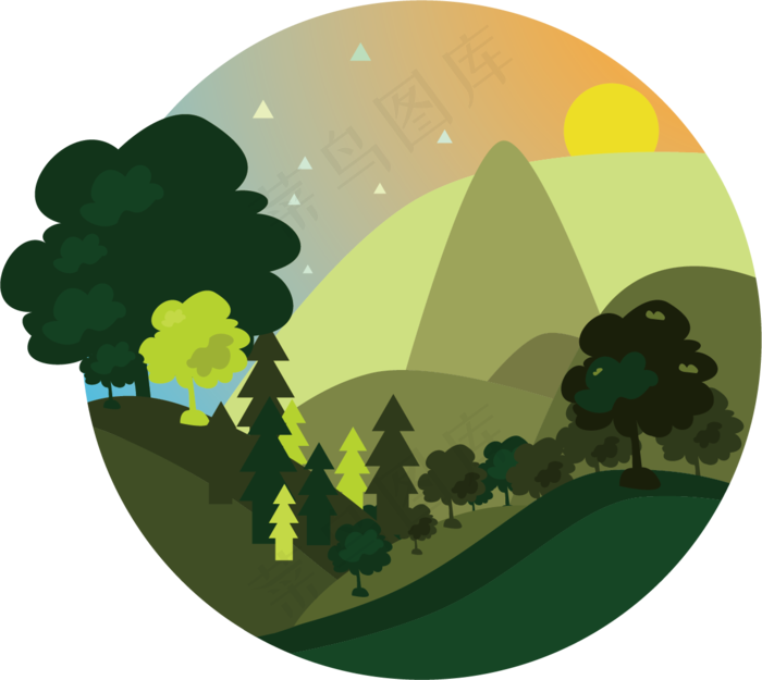 植树节森林绿色系地球树木免抠素
