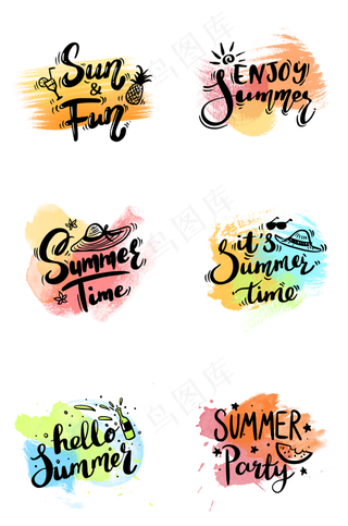 夏季英文装饰涂鸦组图1