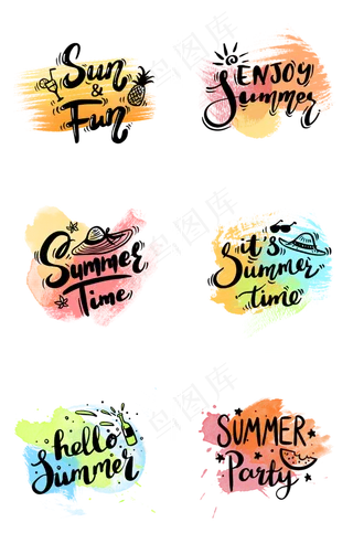 夏季英文装饰涂鸦组图1