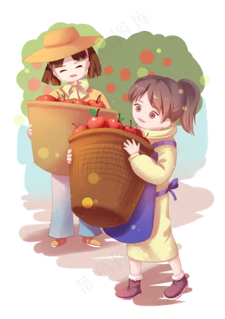 三八妇女节女神节果农姐姐和丰收,免抠元素
