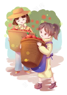三八妇女节女神节果农姐姐和丰收,免抠元素 三八妇女节女神节果农姐姐和丰收,免抠元素