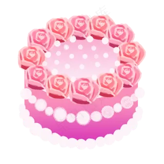 手绘甜品甜点美食之粉色玫瑰花蛋