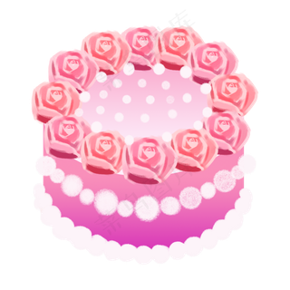 手绘甜品甜点美食之粉色玫瑰花蛋