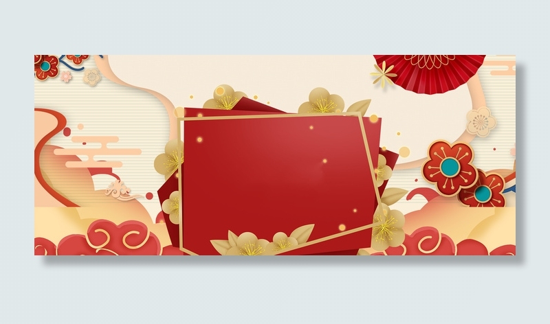 剪纸中国风喜庆春节猪年促销背景