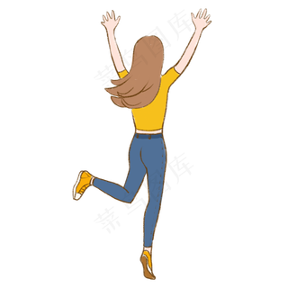 跳跃女孩卡通人物元素下载