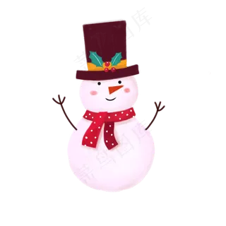 圣诞节礼帽雪人可爱PNG平安夜温暖,免抠元素