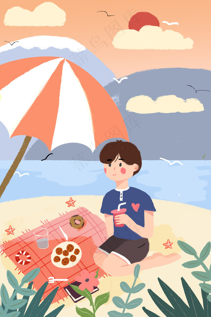 春日五一劳动节海边旅游出行