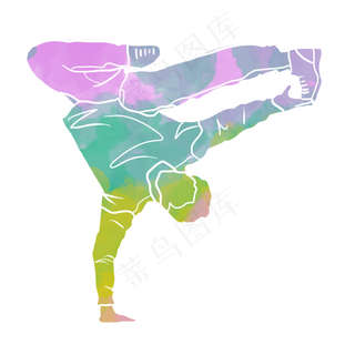 水彩运动街舞嘻哈素材