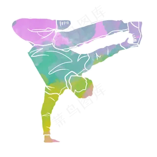 水彩运动街舞嘻哈素材
