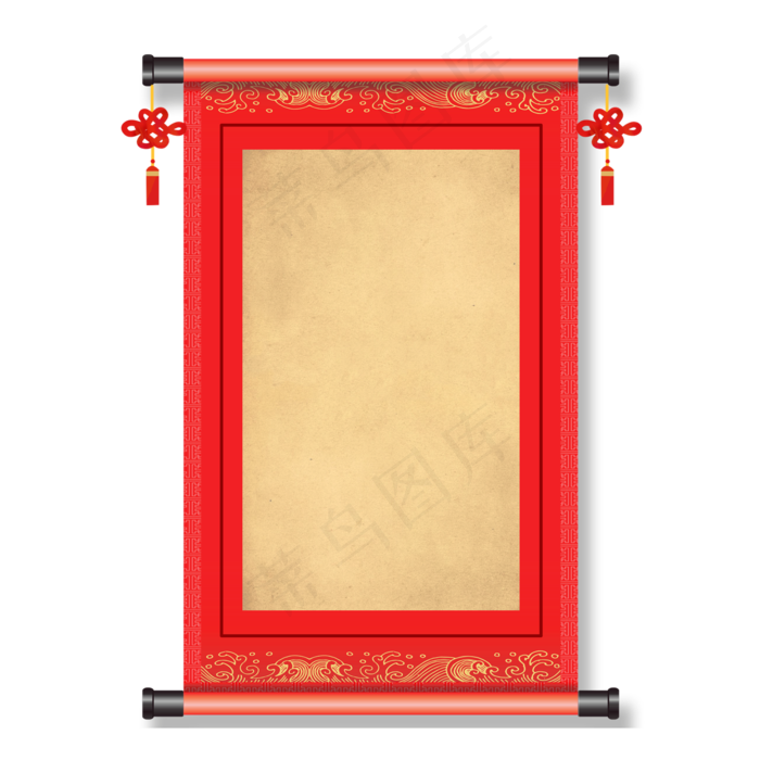 红色中国节卷轴,免抠元素