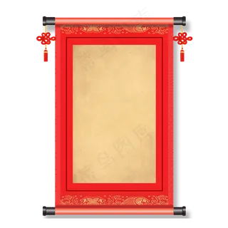 红色中国节卷轴,免抠元素