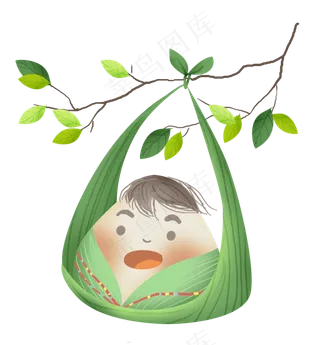 端午节挂在树上的粽子娃娃