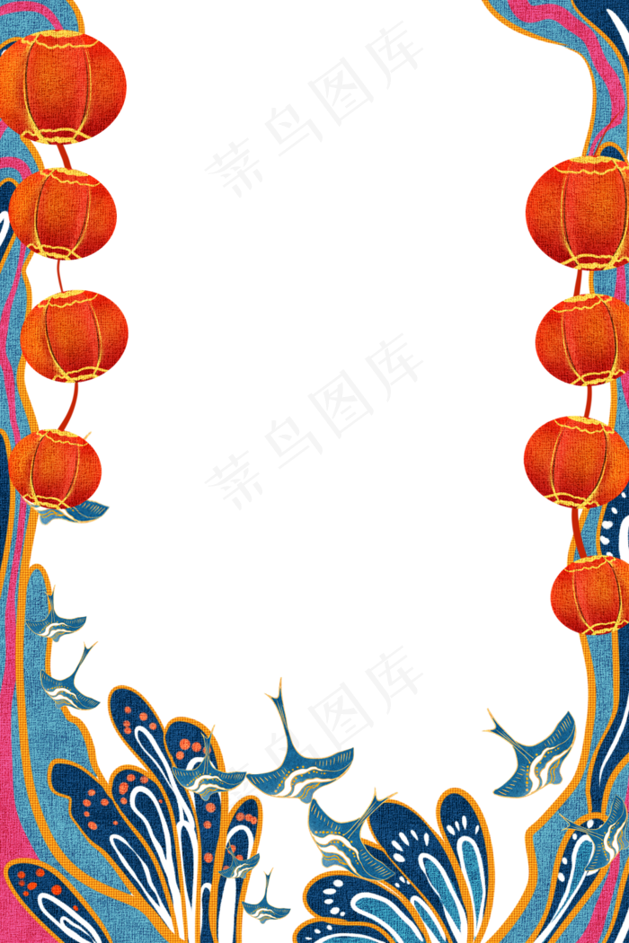 国潮风灯笼边框(1024X1536(DPI:299))psd模版下载