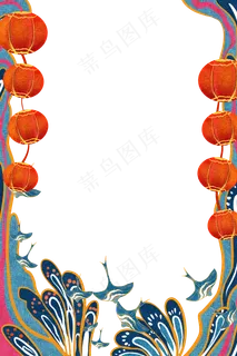 国潮风灯笼边框