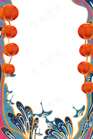 国潮风灯笼边框