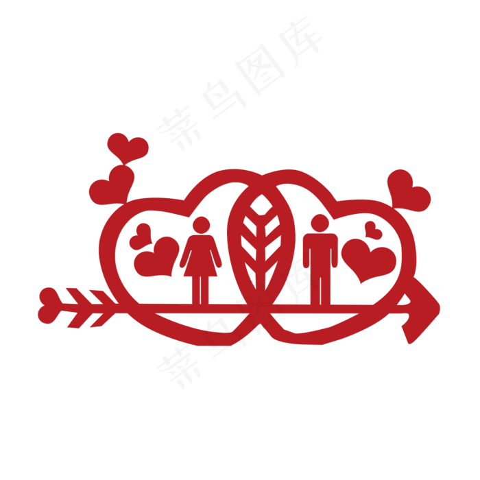 七夕情人节爱心双人