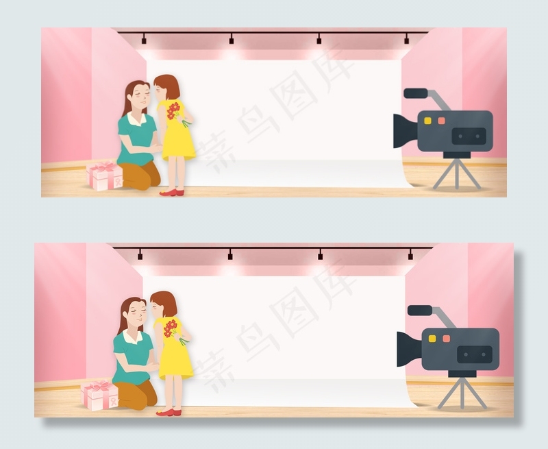 母亲节摄影拍照粉色背景墙banner