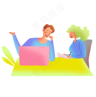 扁平商务噪点人物项目运营,免抠元素