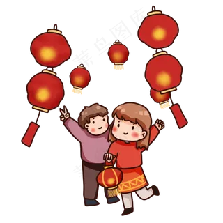 卡通元宵节花灯会,免抠元素