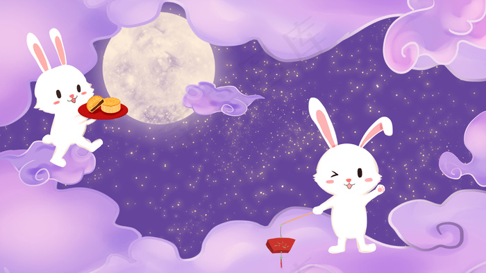 中秋节插画之玉兔