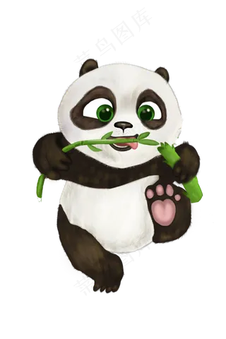 手绘吃竹子的熊猫宝宝