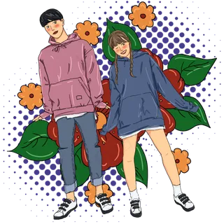 现代文艺小清新情侣插图