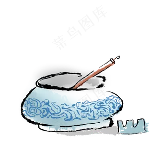 手绘中国风水墨系列笔墨纸砚,免抠元素