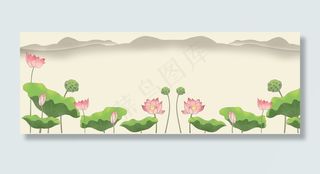 莲子补血文艺中式绿叶banner