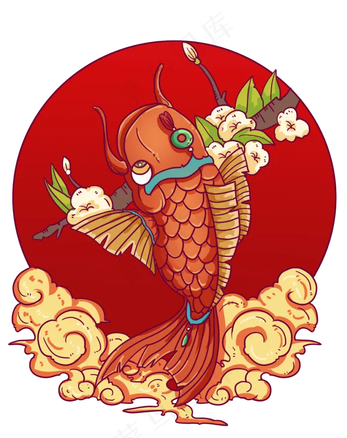 国潮风国风鲤鱼跃门(2376X3000(DPI:300))psd模版下载