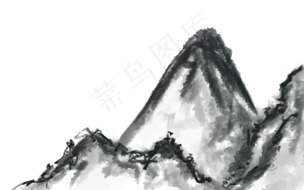 水墨山水画手绘png(595X372(DPI:72))psd模版下载