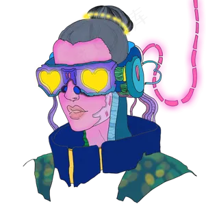 赛博朋克未来女战士国潮