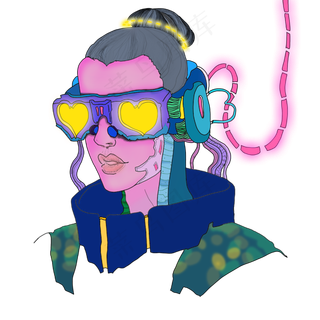 赛博朋克未来女战士国潮