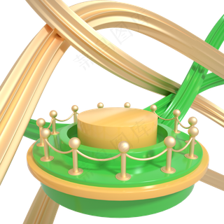 C4D绿黄色端午节电商展示台舞