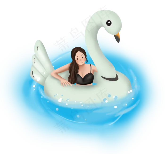 大暑火烈鸟泳圈和女孩(2143X2000(DPI:300))psd模版下载