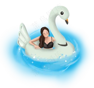 大暑火烈鸟泳圈和女孩