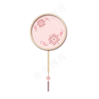 中国风古风粉色团扇素材,免抠元素