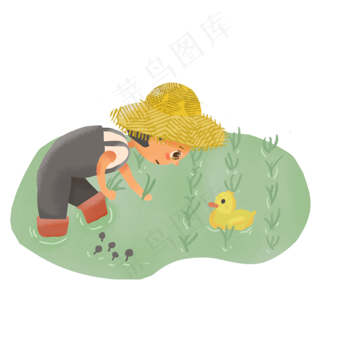 芒种节气绿色水稻田插秧男孩(2000X2000)